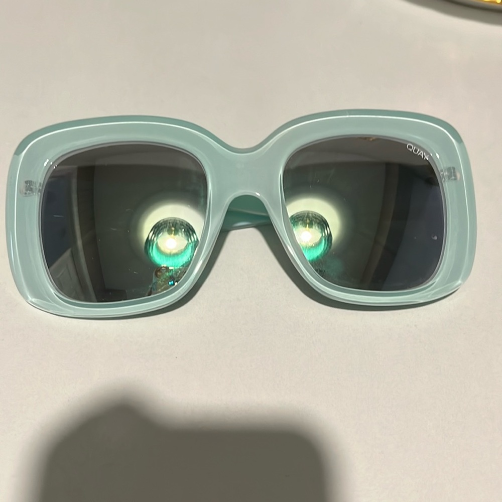 Oversized square quay light blue sunglasses